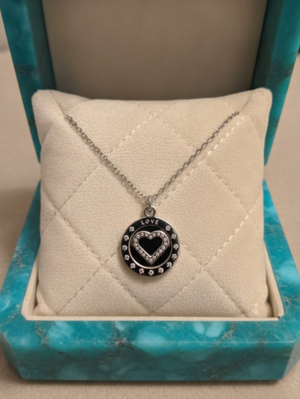 ✨ NEW ✨ T. Jazelle LOVE Heart Enamel & Crystal Sterling Silver NecklaceT. Jaze